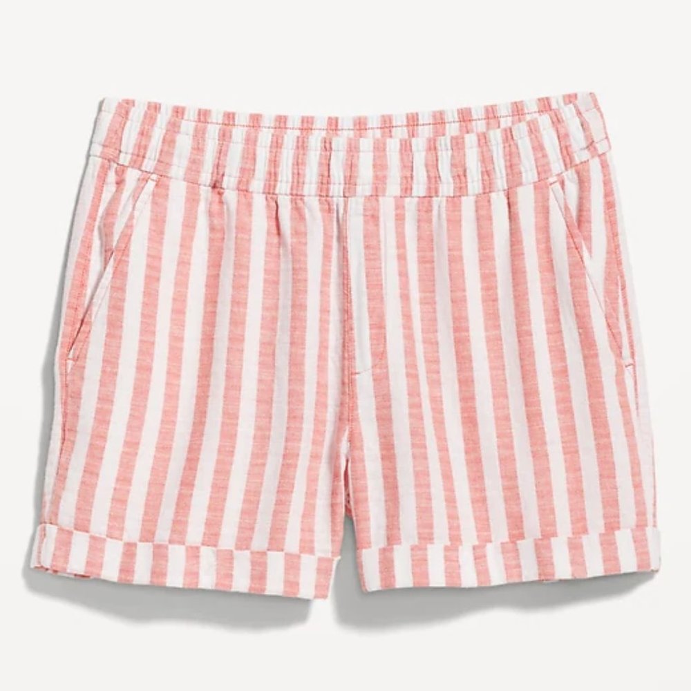 Old Navy | High-Waisted Striped Linen-Blend Shorts Sz XL NWT